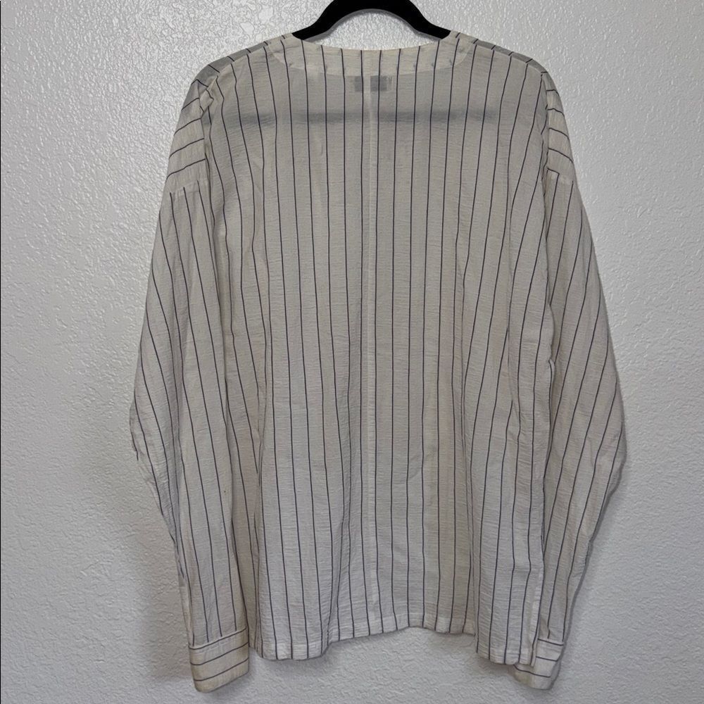 Vintage Y2K Emporio Armani White and Blue Striped boho ethnic Shirt XL - Picture 8 of 8